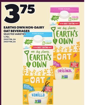 EARTHS OWN NON-DAIRY OAT BEVERAGES from Your Independent Grocer