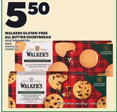 WALKERS GLUTEN-FREE ALL BUTTER SHORTBREAD from Zehrs